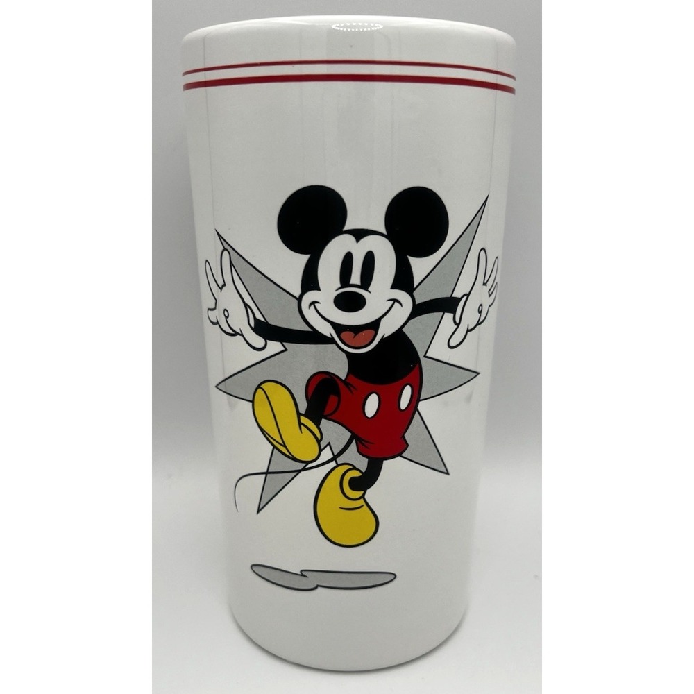 Mickey Mouse Flower Vase Disney 1-800-Flowers 8.5" Tall White Back & Front‎